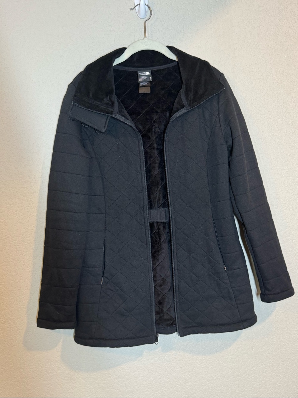 The North Face Caroluna Jacket Women M Black Quilted Fleece Lined Coat